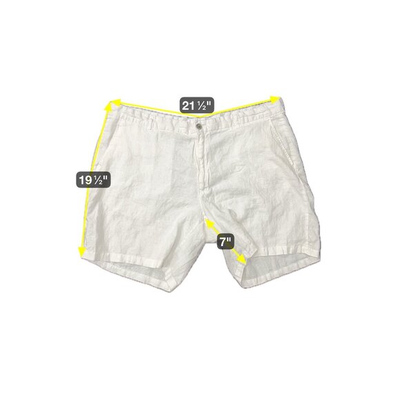 Tasso Elba Linen Chino Shorts White Sz 44 Flat Front Pockets Coastal Minimalist - Picture 8 of 11